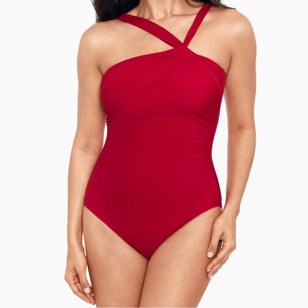 Miraclesuit Rock Solid Europa Underwire One Piece Swimsuit in Grenadine Size 8
